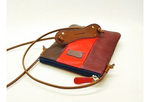 「三嶋柄入り」 ハンドメイド 牛革 ポシェット ＜しましま＞ バッグ やわらかい 牛革 かわいい ハンドメイド おしゃれ レディース シンプル 贈り物 ギフト プレゼント 手提げ バック 革製品 小物 ファッション アクセサリー コンパクト 軽量 肩掛け 斜めがけ 長さ調節可能 ヌメ革 本革 裏地付き 大人 ユニセックス 日本製