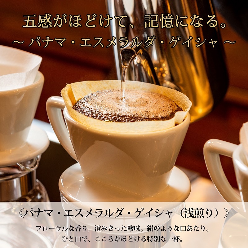 0070-59-01 【名門農園】豆・パナマ・ゲイシャ｜エスメラルダ農園｜浅煎り｜赤富士珈琲｜利き珈琲チャンピオン厳選
