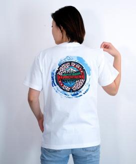 0014-74-06 富士宮市 マンホールTシャツ 波 (白) : Lサイズ