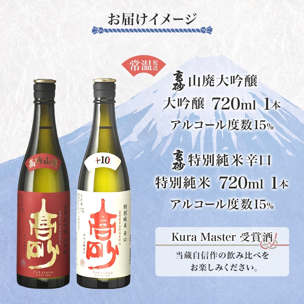 0016-106-02 高砂 クラマスター受賞 2種セット 720ml×各1本 山廃大吟醸 特別純米辛口
