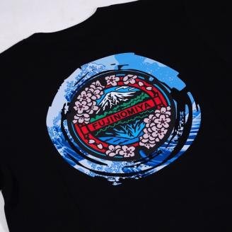 0014-74-05 富士宮市 マンホールTシャツ 波 (黒) : Lサイズ