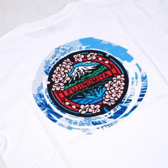 0014-74-06 富士宮市 マンホールTシャツ 波 (白) : Sサイズ