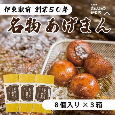 《創業50年》伊東駅前名物の揚げまんじゅう8個入×3【配送不可地域：離島】