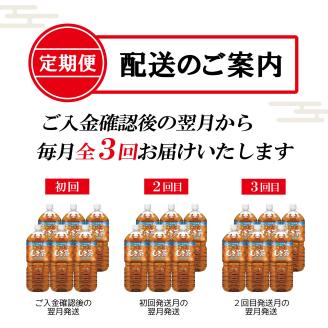 【定期便】健康ミネラルむぎ茶 PET2L×6本(1箱)×3回 [sf066-015]