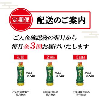 【定期便】お～いお茶濃い茶 PET600ml×24本(1箱)×3回 [sf066-019]