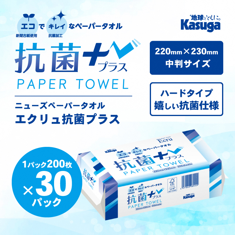 ペーパータオルエクリュ抗菌＋（プラス）中判サイズ200枚×30パック [sf023-014]