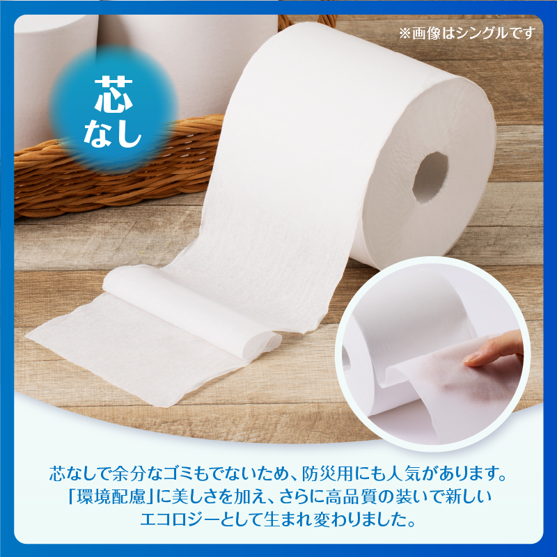 200m長巻き芯なしトイレットペーパー「エコロジー」48個　省スペース　コンパクト [sf002-024]