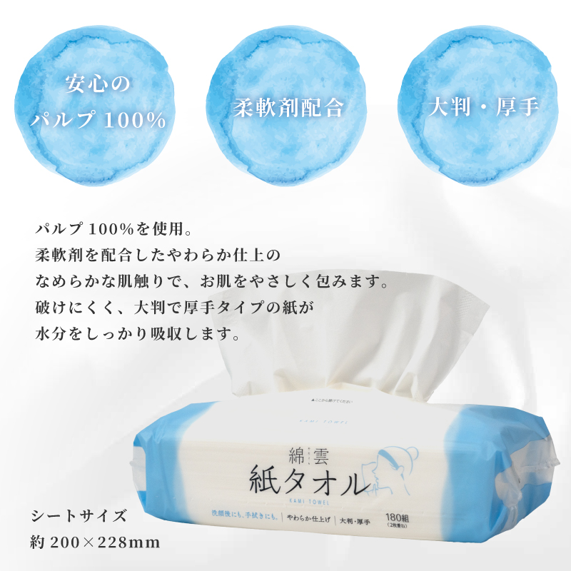 綿雲 紙タオル 大判厚手タイプやわらか仕上げ 10パック [sf002-465]