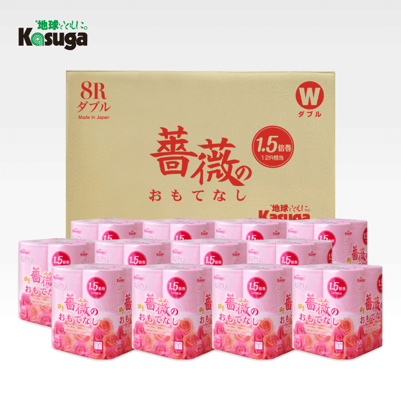 薔薇のおもてなしピンク　トイレットペーパー96R１．５倍巻ダブル　 [sf023-006]