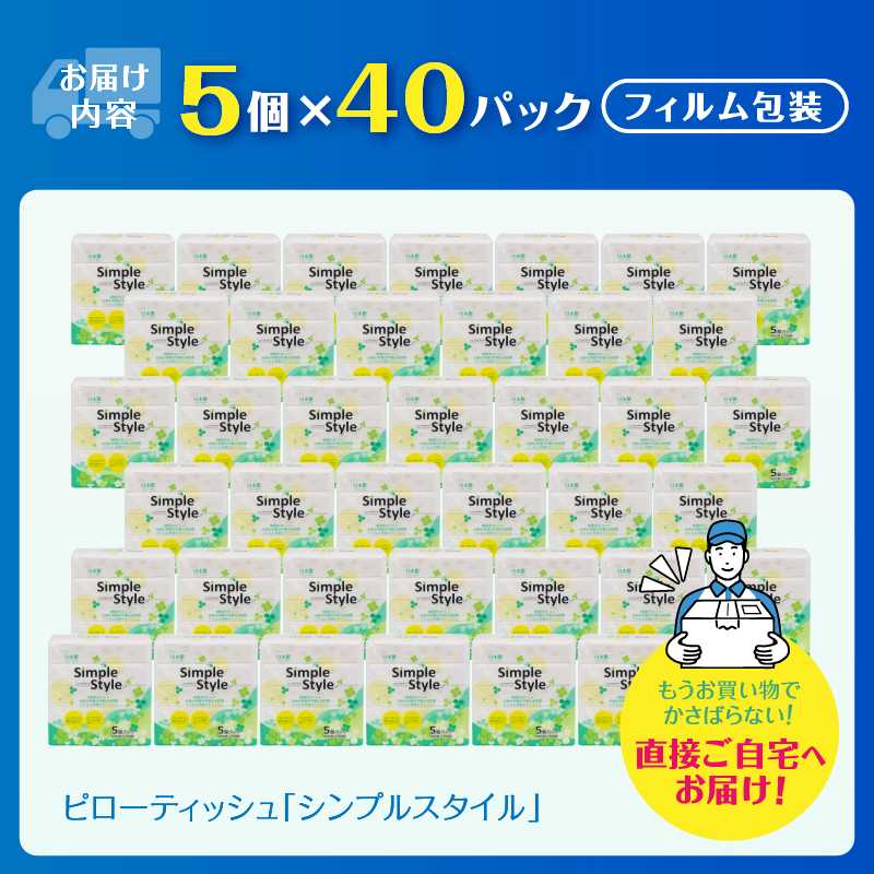 ピローティッシュ「シンプルスタイル」150Ｗ×5Ｐ×20袋 計40袋 [sf002-033]