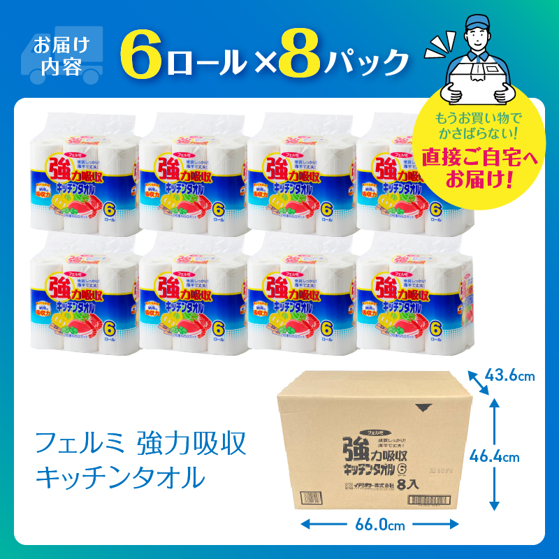 フェルミ強力吸収キッチンタオル6R×8パック 48個 [sf002-119]