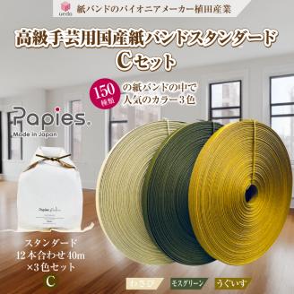 植田産業イチオシ 手芸用紙バンドPapies人気カラー12本合わせ40m×3種 Cセット（1844）