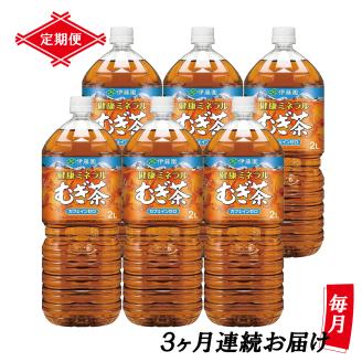 【定期便】健康ミネラルむぎ茶 PET2L×6本(1箱)×3回 [sf066-015]