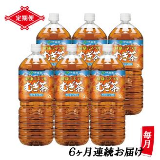 【定期便】健康ミネラルむぎ茶 PET2L×6本(1箱)×6回 [sf066-016]