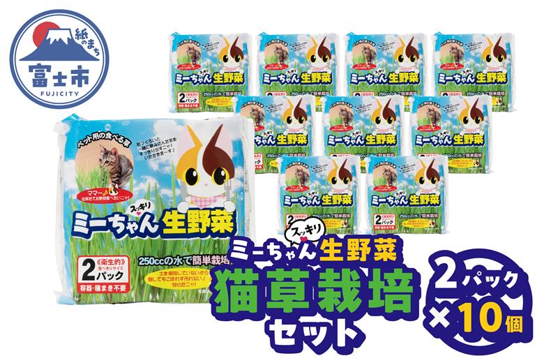 ミーちゃんスッキリ生野菜 2パック×10個 猫草栽培セット [sf002-386]