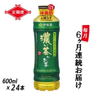 【定期便】お～いお茶濃い茶 PET600ml×24本(1箱)×6回 [sf066-020]