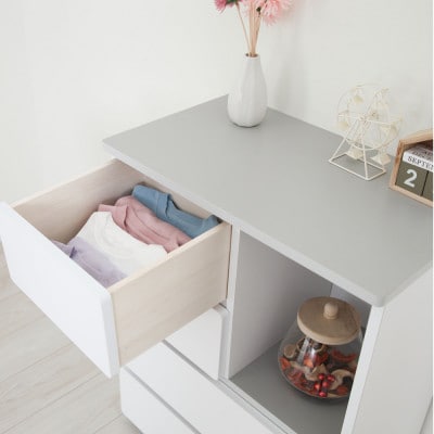 シックでおしゃれなキッズルームシリーズ　チェスト　グレー/ホワイト　 MIC-35CAW