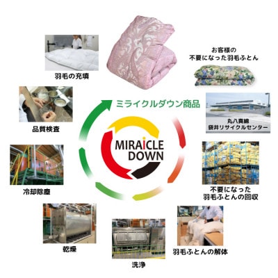 羽毛掛け布団 シングル 150×210cm 1.1kg リサイクル羽毛 70% 柄おまかせピンク系