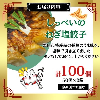 しっぺいの葱塩餃子 100個(50個×2袋)きわだつ旨み!磐田市特産品の長葱使用 国産ぎょうざ 冷凍【配送不可地域：離島】