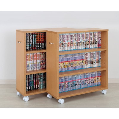 押入れ本棚　キャスター付きコミック収納庫[2台セット](ナチュラル) MW-J60N