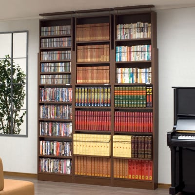 本好きさん専用 奥行17cm薄型本棚 天井つっぱり書棚 愛書家 (ブラウン)　CH-K6017B