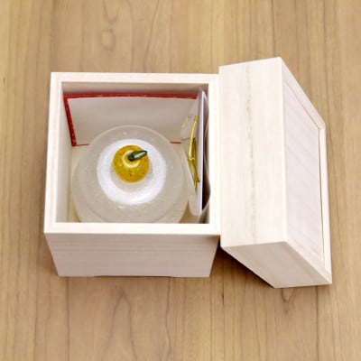 ムクガラス鏡餅置物(大)◇三方風台座にも使える収納桐箱付き