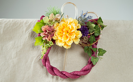 年中飾れるお正月しめ縄飾り(アートフラワー)A