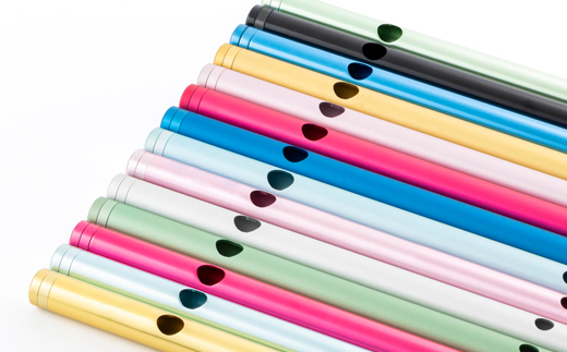 洒楽斎「SYARAKUSAI」アルミ製横笛(シルバー　つや消し)