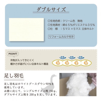 丸八真綿 ザブザブ羽毛布団リフォーム　ダブル→ダブル　1枚