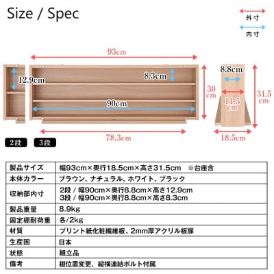 Nゲージ・HOゲージ対応　鉄道模型ディスプレイケース　幅93cm(ブラック)　TMC-K93BK