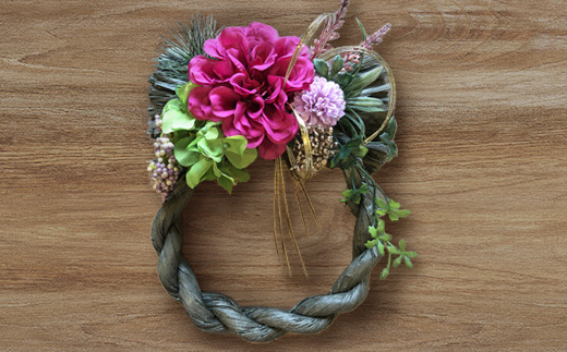 年中飾れるお正月しめ縄飾り(アートフラワー)A