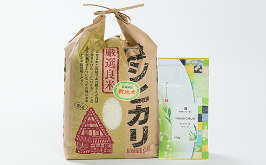 磐田産コシヒカリ5kgとお茶100gのセット