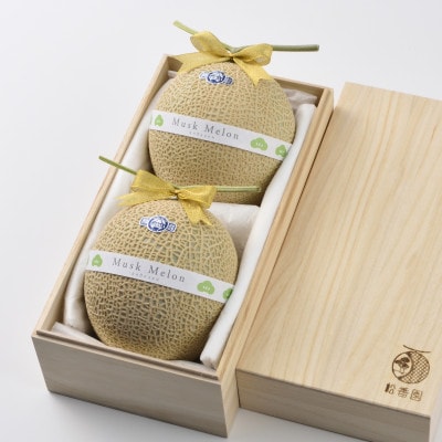 静岡県産高級マスクメロン2玉　桐箱入(山級)【配送不可地域：離島・北海道・沖縄県・東北・中国・四国・九州】
