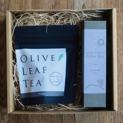 磐田市産エキストラバージン・オリーブオイル100ml ＆ オリーブ茶2g×5包