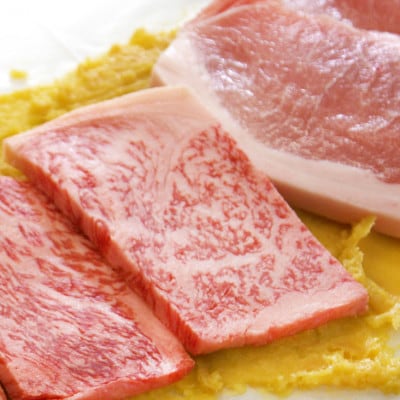 黒毛和牛「遠州夢咲牛極上サーロイン」と遠州麦豚「極楽豚」の特選味噌漬けセット【配送不可地域：離島】