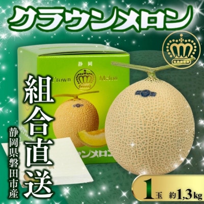 【組合直送】静岡が誇る温室高級マスクメロン「クラウンメロン」1玉(約1.3kg)9月～2月