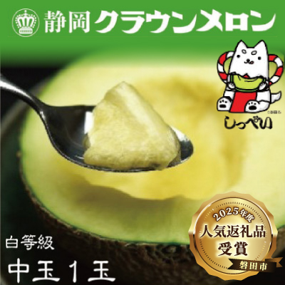 【通年出荷】クラウンメロン(白等級)中玉　1玉　化粧箱入【配送不可地域：離島・北海道・沖縄県】