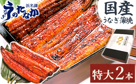 浜名湖・うなぎのたなかの長蒲2本ギフト!ふっくら柔らか♪国産うなぎ長蒲焼※合計360g程度【配送不可地域：離島】