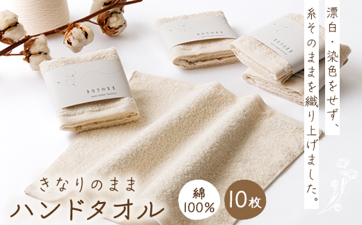 きなりのまま　ハンドタオル　10枚セット