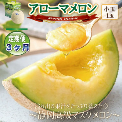 【毎月定期便】アローマメロン(小玉)1玉・3ヵ月毎月お届け【静岡高級マスクメロン】全3回【配送不可地域：離島・北海道・沖縄県】
