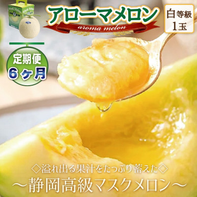 【毎月定期便】アローマメロン1玉(約1.0kg以上/玉)【静岡高級マスクメロン】 全6回【配送不可地域：離島・北海道・沖縄県】