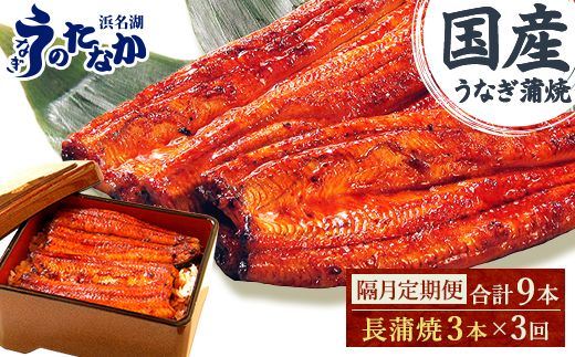 【2ヵ月毎定期便】浜名湖・うなぎのたなかの国産うなぎ長蒲焼3本※1回分540g程度全3回【配送不可地域：離島】