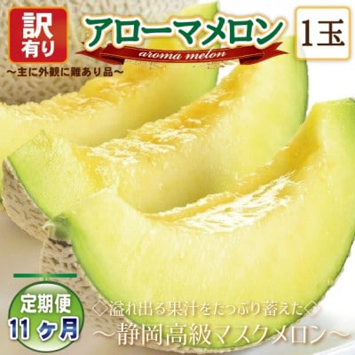 【毎月定期便】【高級メロンの訳あり品】アローマメロン1玉全11回【配送不可地域：離島・北海道・沖縄県】