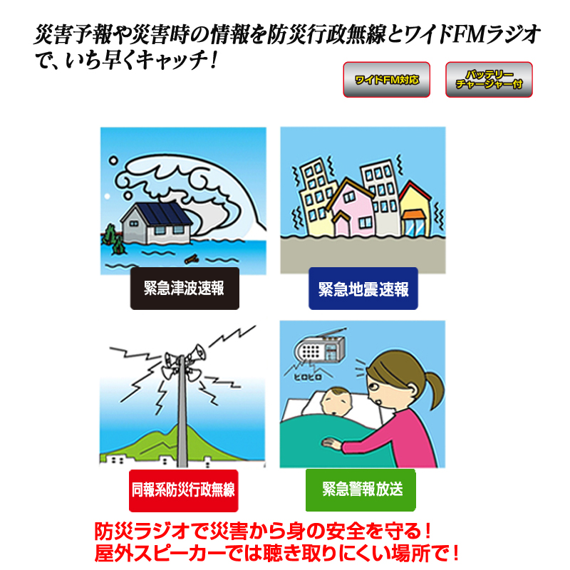 a14-085　FC-W119RDWHW 防災ラジオ