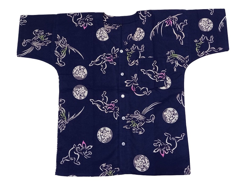 a33-011　鳥獣戯画 コラボ 魚河岸 シャツ （髙山寺公認）＆ うちわ セット