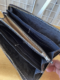 b185-001　ハンドメイド牛革フル・シェリダンカービング長財布