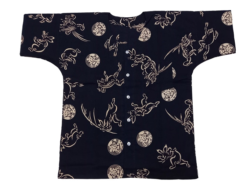 a33-011　鳥獣戯画 コラボ 魚河岸 シャツ （髙山寺公認）＆ うちわ セット