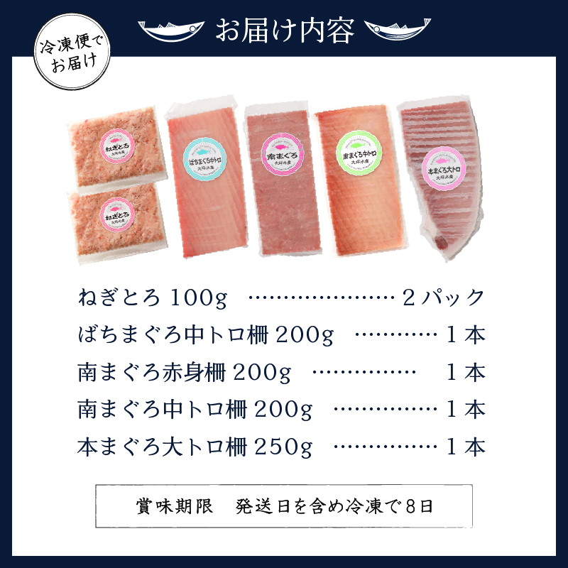 a39-004　マグロ 大トロ 中トロ ねぎとろ 詰合せ セット S8