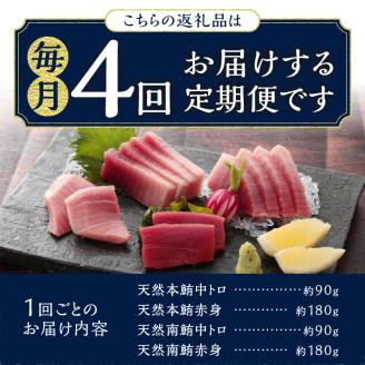 b100-071　天然本まぐろ 南まぐろ食べ比べセット 4回お届け