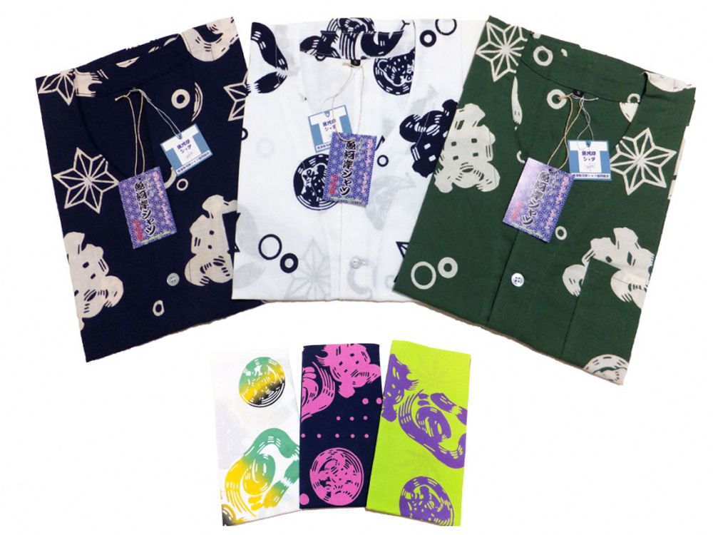 a22-010　焼津魚河岸シャツ＆本染めてぬぐい＆うちわセット